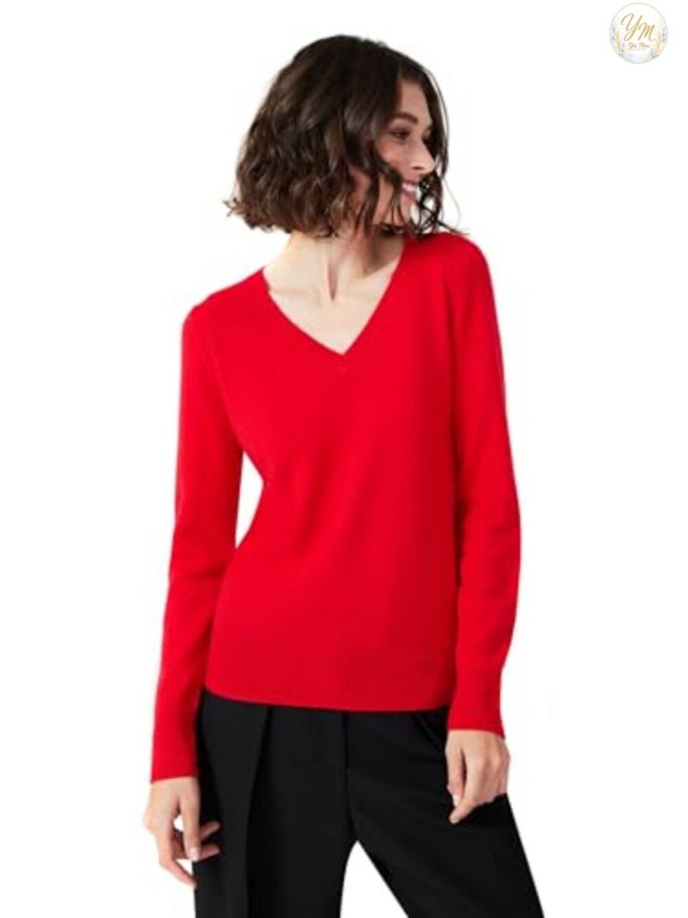 100% Pure Cashmere V-Neck Pullover Sweater Women Luxe Winter